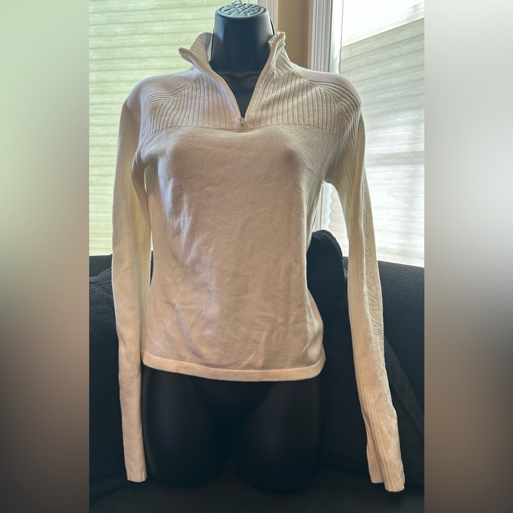DKNY Active cream quarter-zip sweater
